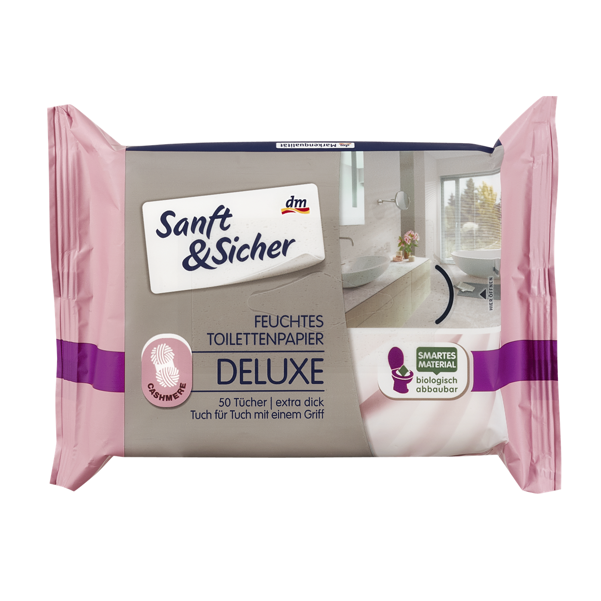 Sanft&Sicher Feuchtes Toilettenpapier Deluxe Cashmere 50 Stk. 1,25 €