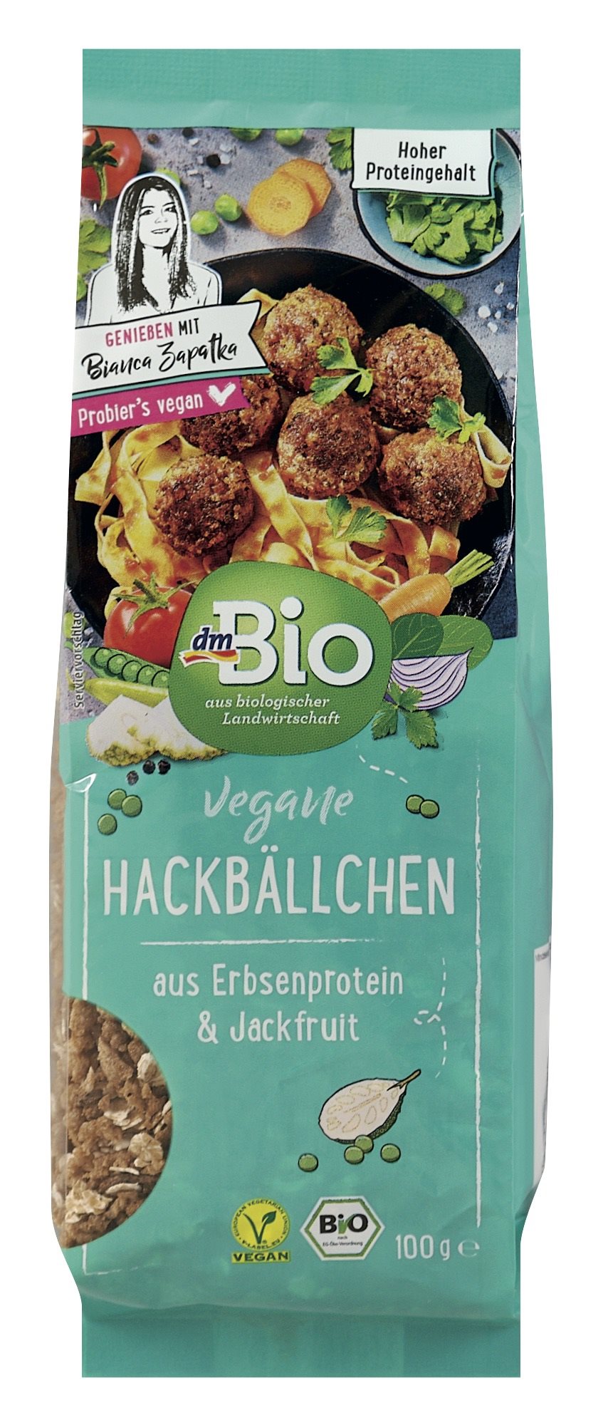 dmBio Vegane Hackbällchen Mischung aus Erbsenprotein & Jackfruit 100g 3,45 Euro
