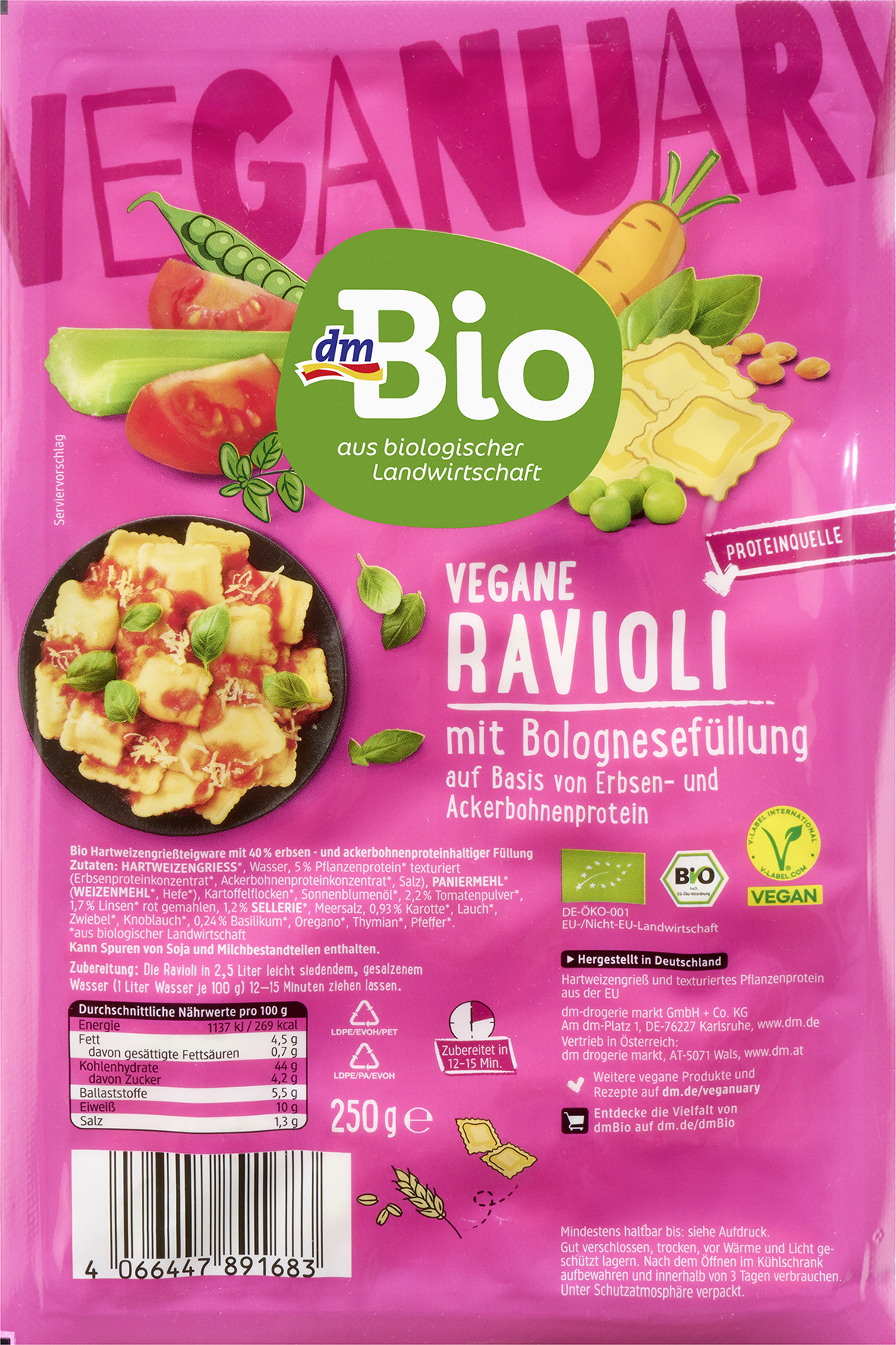 Freisteller dmBio Ravioli mit Bolognesefüllung